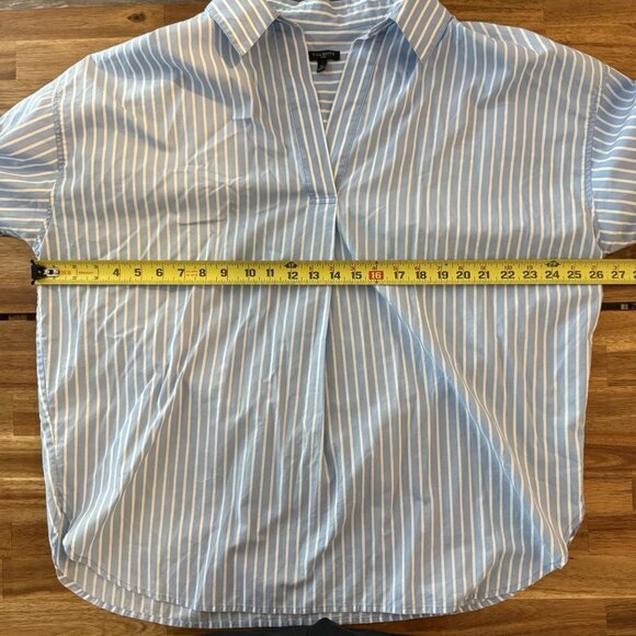 Talbots Womens Size 1X Striped Fisherman Shirt Tunic Blue Coastal Preppy Capsule - Picture 9 of 11